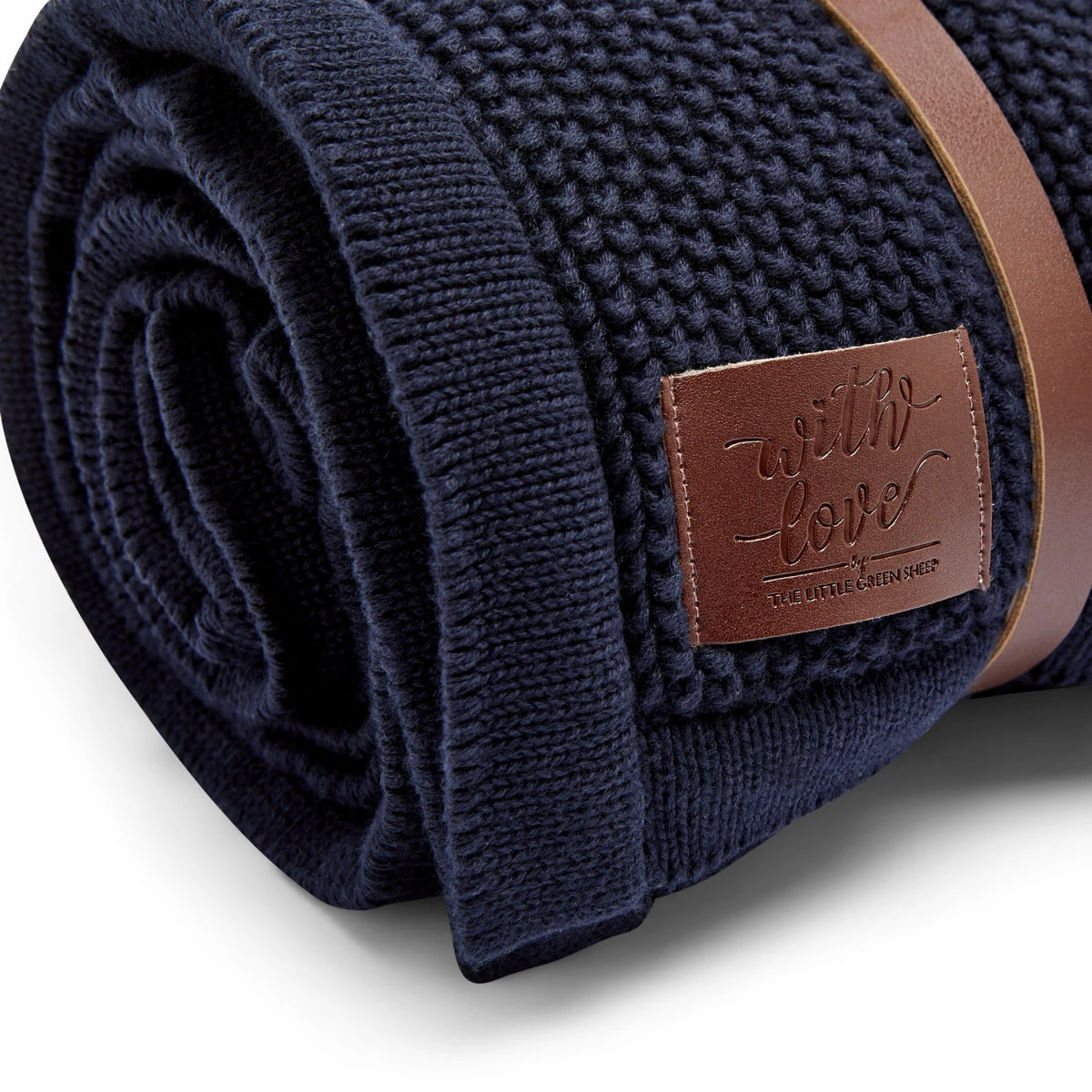 The Little Green Sheep Organic Knitted Fleece Baby Blanket - Midnight 8 The Little Green Sheep Organic Knitted Fleece Baby Blanket - Midnight - Image 6