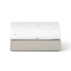 Snuz Crib 2 Pack Fitted Sheets | White/Star