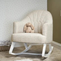 Obaby Round Back Rocking Chair – White/Oatmeal
