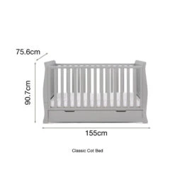 Obaby Stamford Classic Cot Bed - Warm Grey -Beautiful Bambino 21OB2512 06