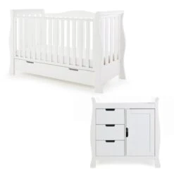 Obaby Stamford Luxe 2 Piece Room Set | White -Beautiful Bambino 21OB2602D2 01b