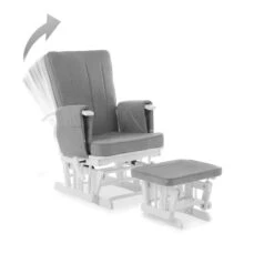 Obaby Deluxe Reclining Glider Chair & Stool - White/Grey -Beautiful Bambino 22OB2202 02
