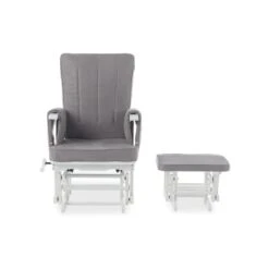 Obaby Deluxe Reclining Glider Chair & Stool - White/Grey -Beautiful Bambino 22OB2202 04