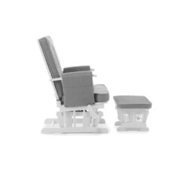 Obaby Deluxe Reclining Glider Chair & Stool - White/Grey -Beautiful Bambino 22OB2202 05