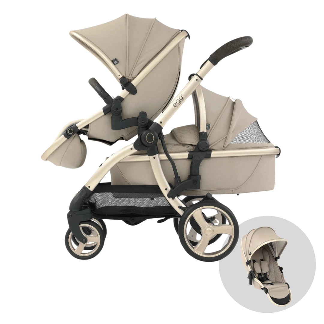 Egg3 Double Pushchair & Carrycot - Feather 3 Egg3 Double Pushchair & Carrycot - Feather