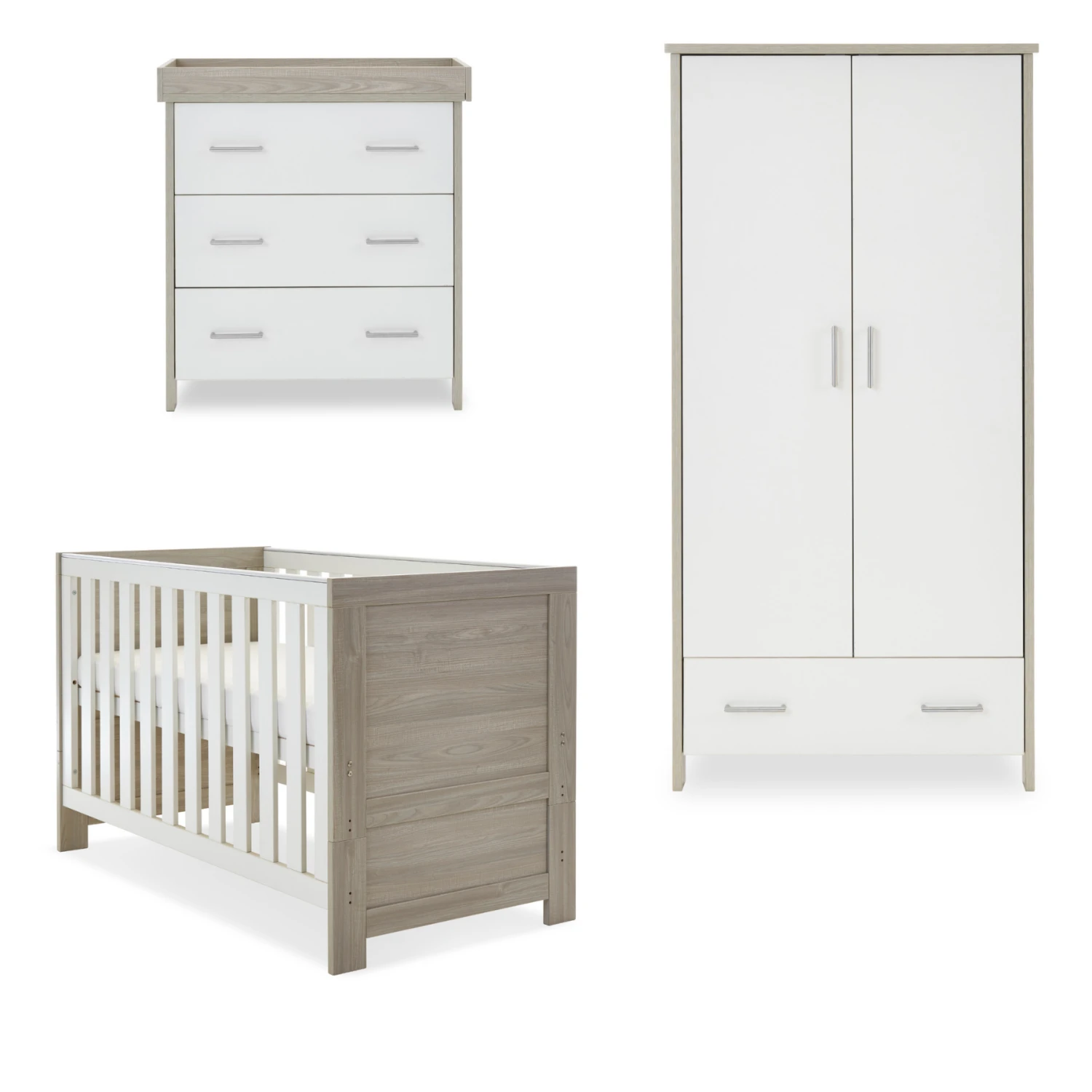 Obaby Nika 3 Piece Room Set - Grey Wash & White 4 Obaby Nika 3 Piece Room Set - Grey Wash & White - Image 2