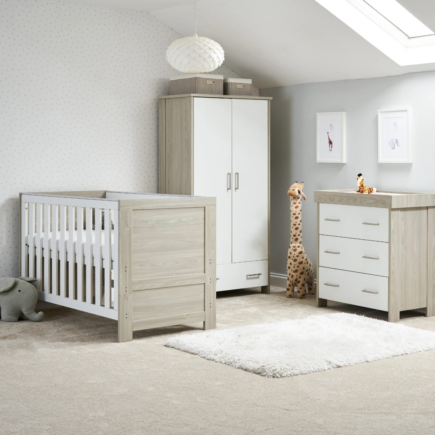 Obaby Nika 3 Piece Room Set - Grey Wash & White 3 Obaby Nika 3 Piece Room Set - Grey Wash & White