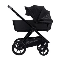 Bababing Raffi Pushchair Complete | Glossy Black 18 Bababing Raffi Pushchair Complete | Glossy Black -Beautiful Bambino BB240 Raffi MKII Gloss Black Carrycot Side Image