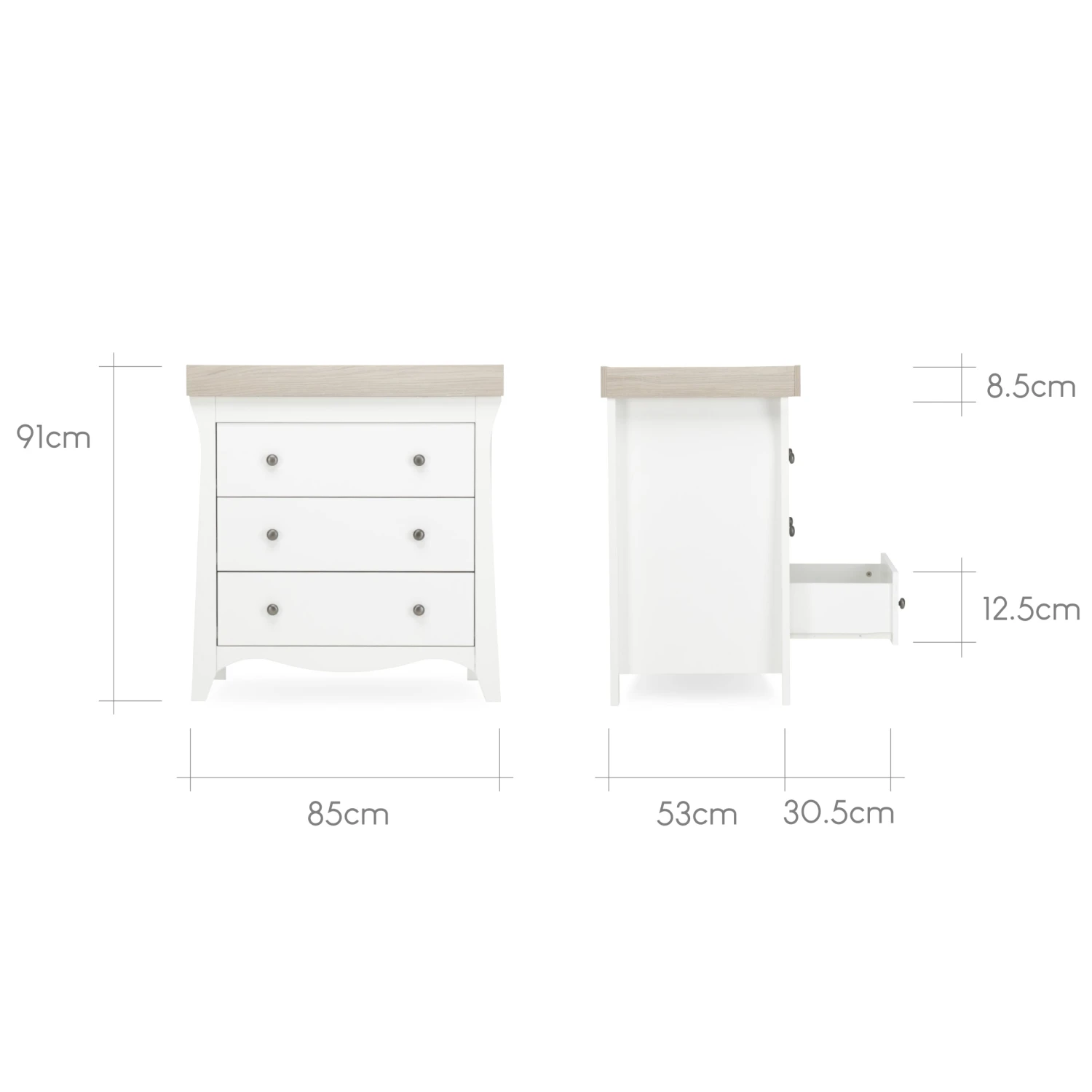 CuddleCo Clara 3 Piece Nursery Room Set - White/Driftwood Ash 15 CuddleCo Clara 3 Piece Nursery Room Set - White/Driftwood Ash - Image 13