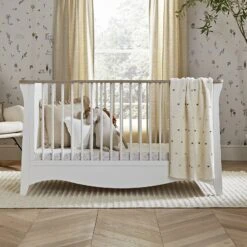 CuddleCo Clara Cot Bed - White/Driftwood Ash