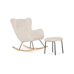 CuddleCo Marley Nursing Chair And Footstool | Teddy Light Beige