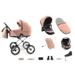 Babystyle Prestige Travel System - Coral -Beautiful Bambino CORALCLASSICCHASSIS13PIECEPACKAGE