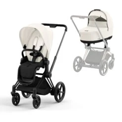 Cybex E-Priam Pushchair - Off White (2023) -Beautiful Bambino EPRIAMMattBlackFrame OffWhite