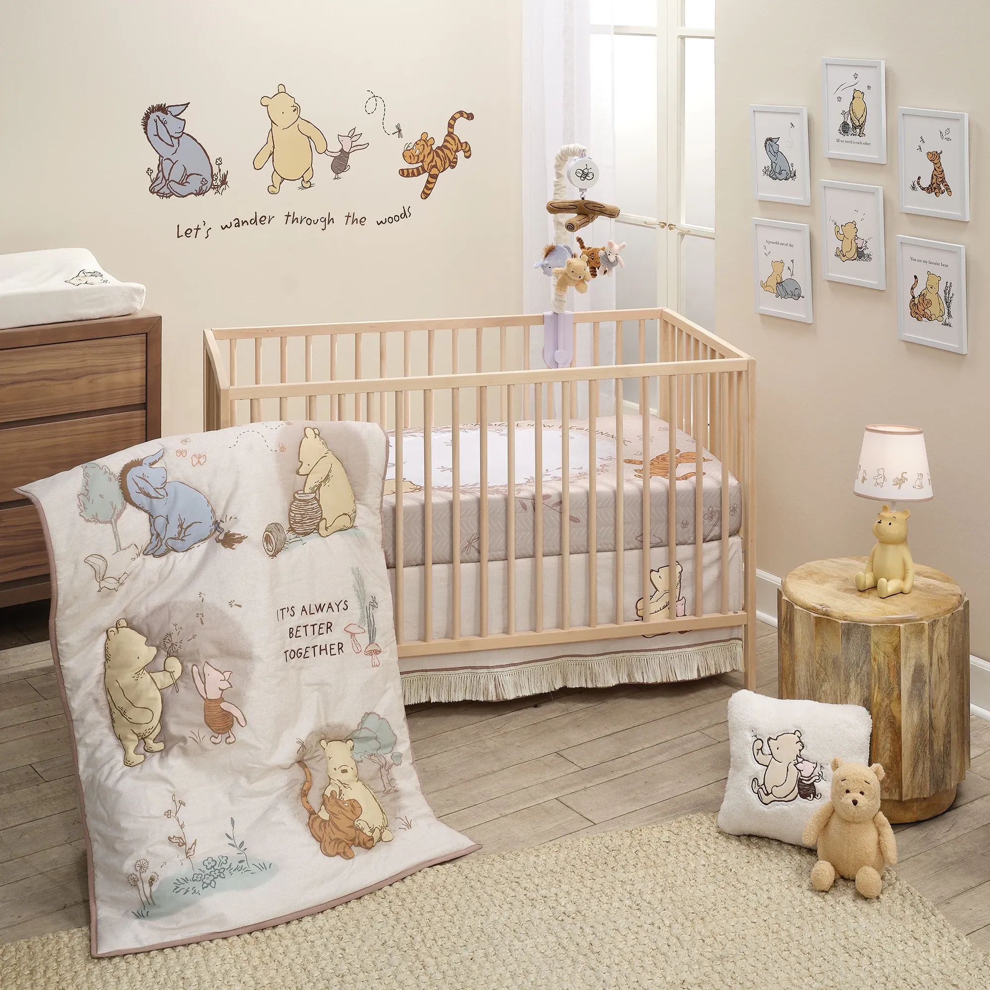 Beautiful Bambino -Beautiful Bambino Lambs Ivy Disney Baby Pooh Bear Pals Cotton 3Piece Nursery Crib Bedding Set 1
