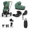 Cybex Priam Travel System Bundle | Leaf Green On Chrome (Brown Handle) -Beautiful Bambino PRIAMChromeBrownFrame LeafGreen 2