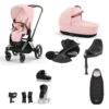 Cybex Priam Travel System Bundle | Peach Pink On Chrome (Brown Handle) -Beautiful Bambino PRIAMChromeBrownFrame PeachPink 2