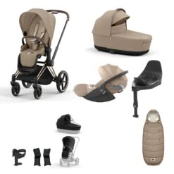 Cybex Priam Travel System Bundle | Cozy Beige On Rose Gold