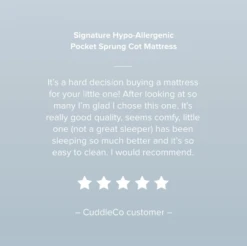 CuddleCo Signature Hypo-Allergenic Bamboo Pocket Sprung Cot Bed Mattress | 140 X 70cm -Beautiful Bambino Screenshot2024 08 23at11.01.49 1