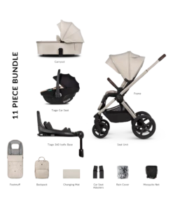 Venicci Upline 2 3-in-1 Tiago + 360 Base Travel System | Stone Beige