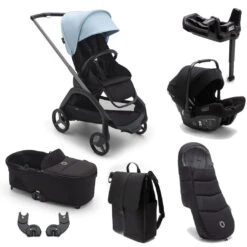 Bugaboo Dragonfly + Turtle Ultimate Travel System Bundle - Skyline Blue