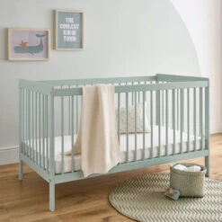 CuddleCo Nola 2 Piece Nursery Furniture Set - Sage Green -Beautiful Bambino cuddleco nola cot bed sage green 2 38170 1