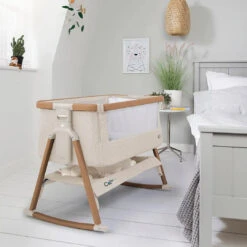 Tutti Bambini CoZee Air Bedside Crib - Walnut & Ecru