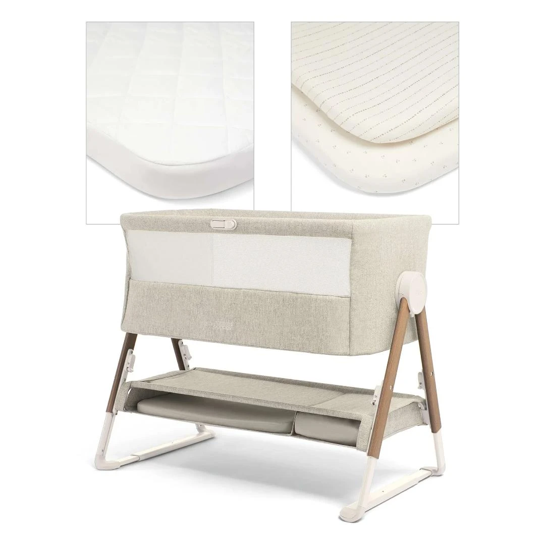 Mamas & Papas Lua Bedside Crib & Sheet Bunde - Fawn | Oat 3 Mamas & Papas Lua Bedside Crib & Sheet Bunde - Fawn | Oat