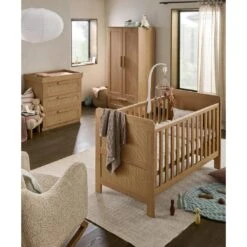 Mamas & Papas Esna 3 Piece Cotbed Set With Dresser Changer & Wardrobe | Rattan