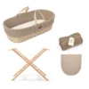 The Little Green Sheep Knitted Moses Basket Bundle - Truffle -Beautiful Bambino truffle