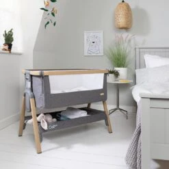 Tutti Bambini CoZee Bedside Crib - Oak & Charcoal